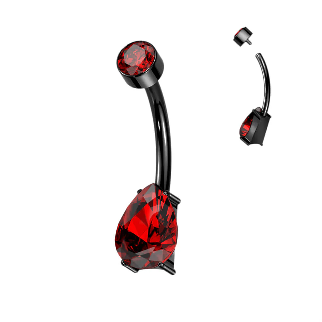 Titan Bauchnabelpiercing Tropfen Zirkonia Innengewinde - Image 6