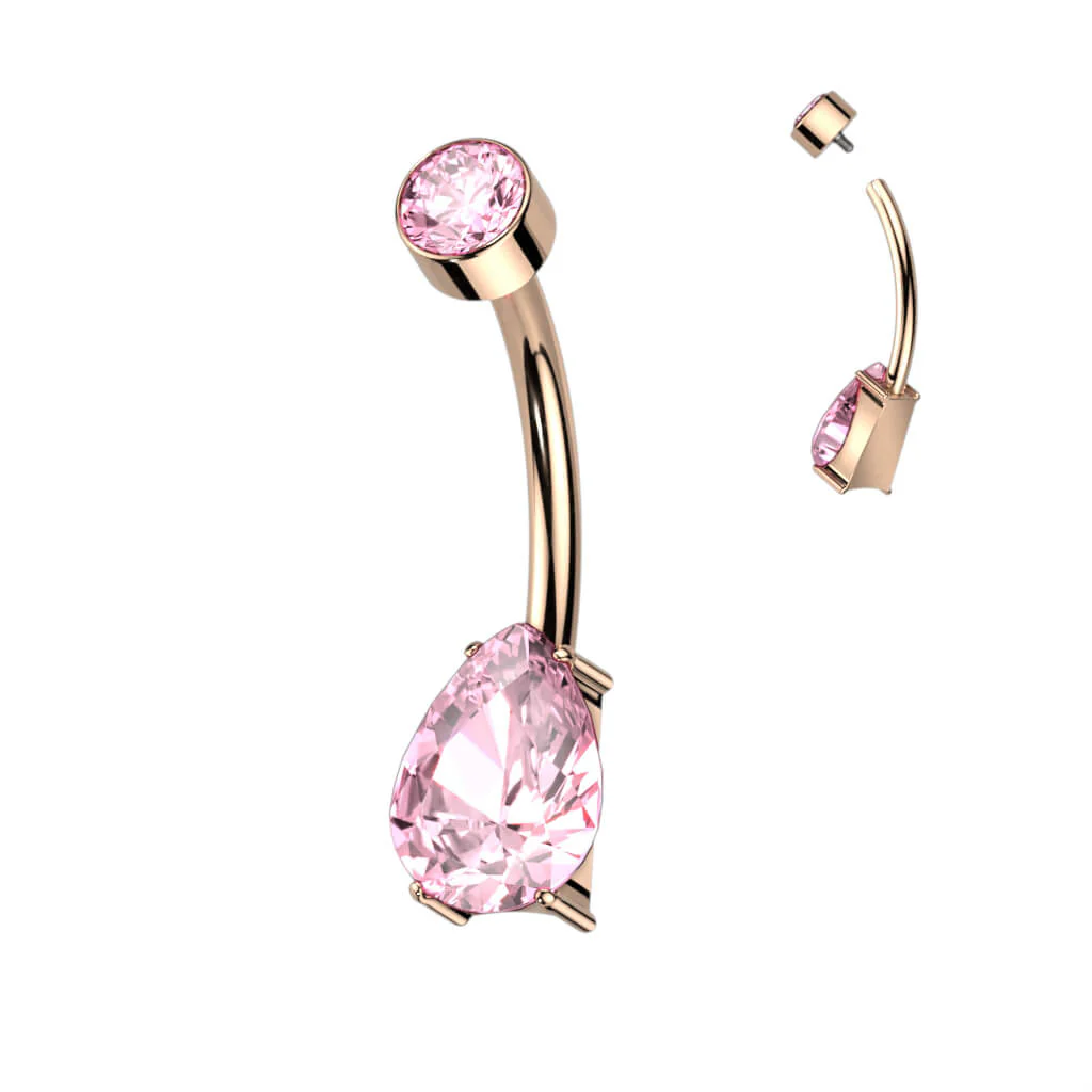 Titan Bauchnabelpiercing Tropfen Zirkonia Innengewinde - Image 7