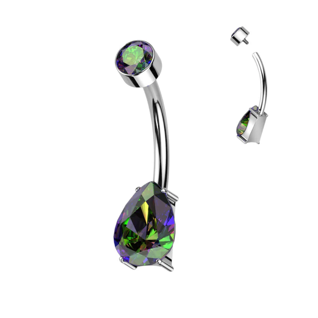 Titan Bauchnabelpiercing Tropfen Zirkonia Innengewinde - Image 8