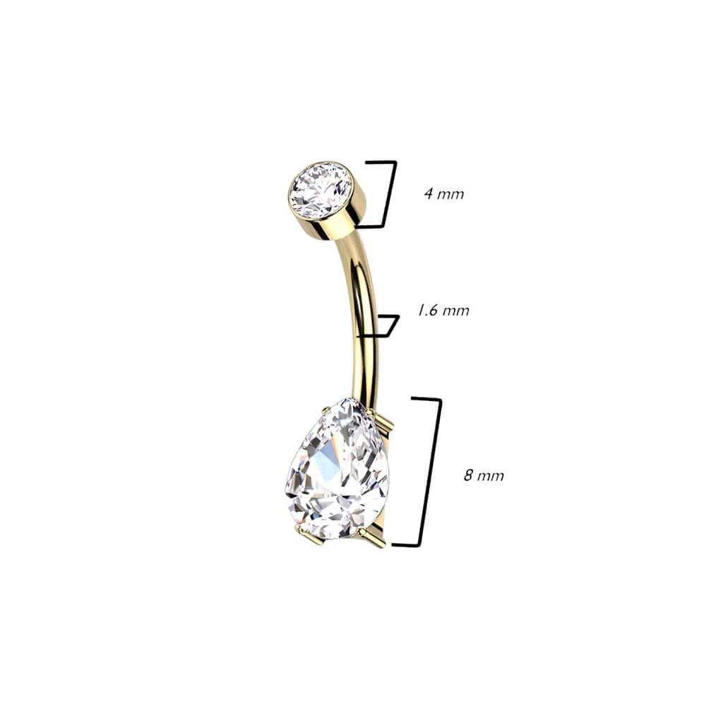 Titan Bauchnabelpiercing Tropfen Zirkonia Innengewinde - Image 9