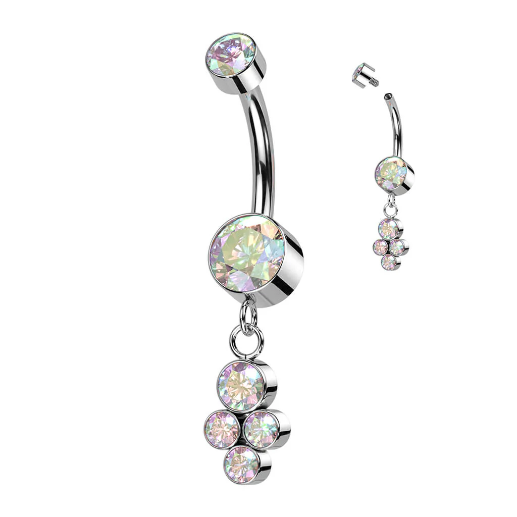 Titan Bauchnabelpiercing Zirkonia beweglich Silber Innengewinde - Image 2