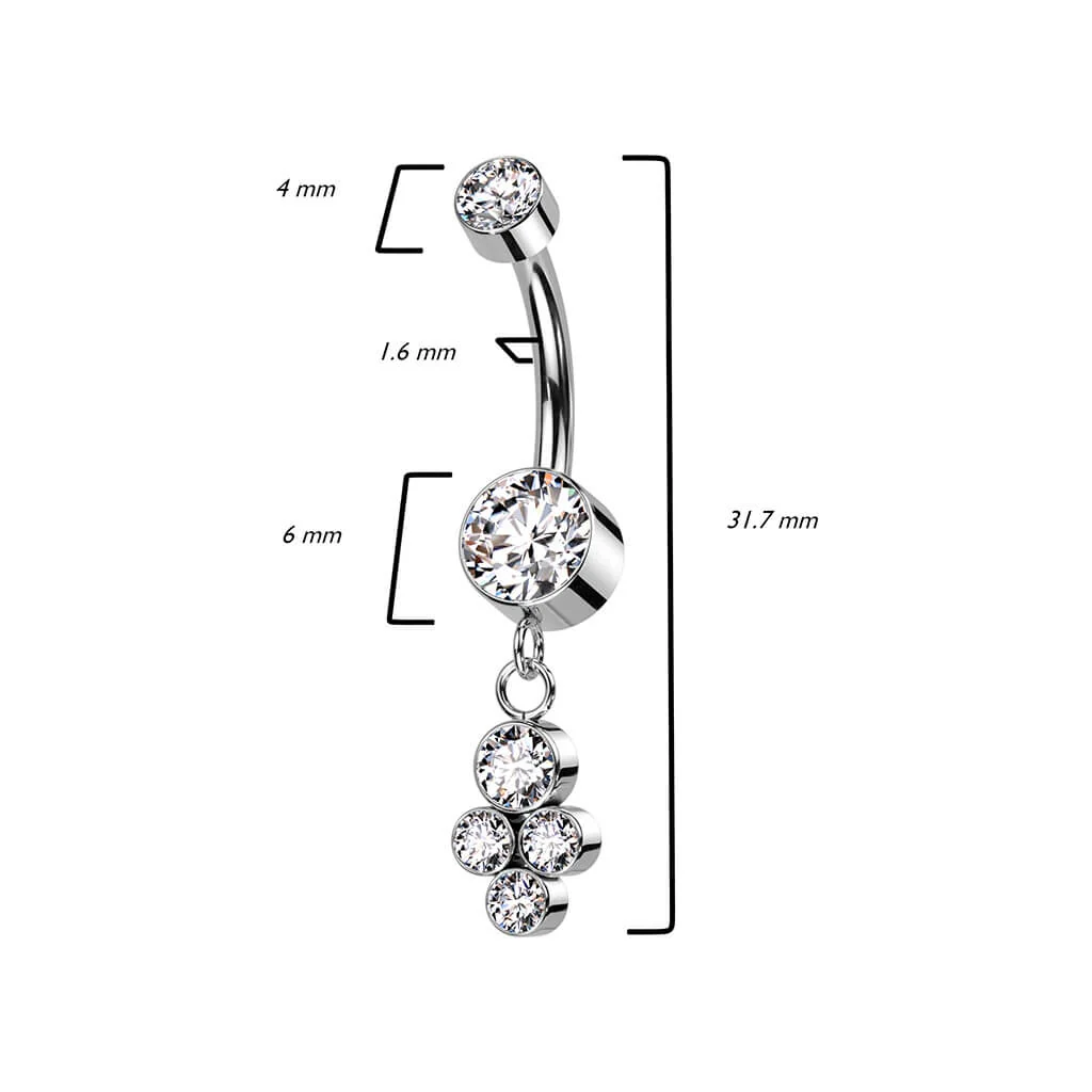 Titan Bauchnabelpiercing Zirkonia beweglich Silber Innengewinde - Image 3