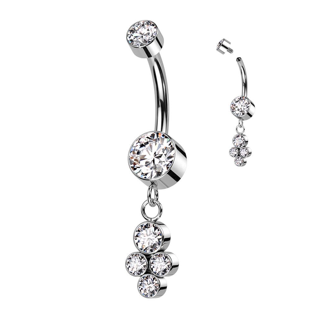 Titan Bauchnabelpiercing Zirkonia beweglich Silber Innengewinde - Image 4