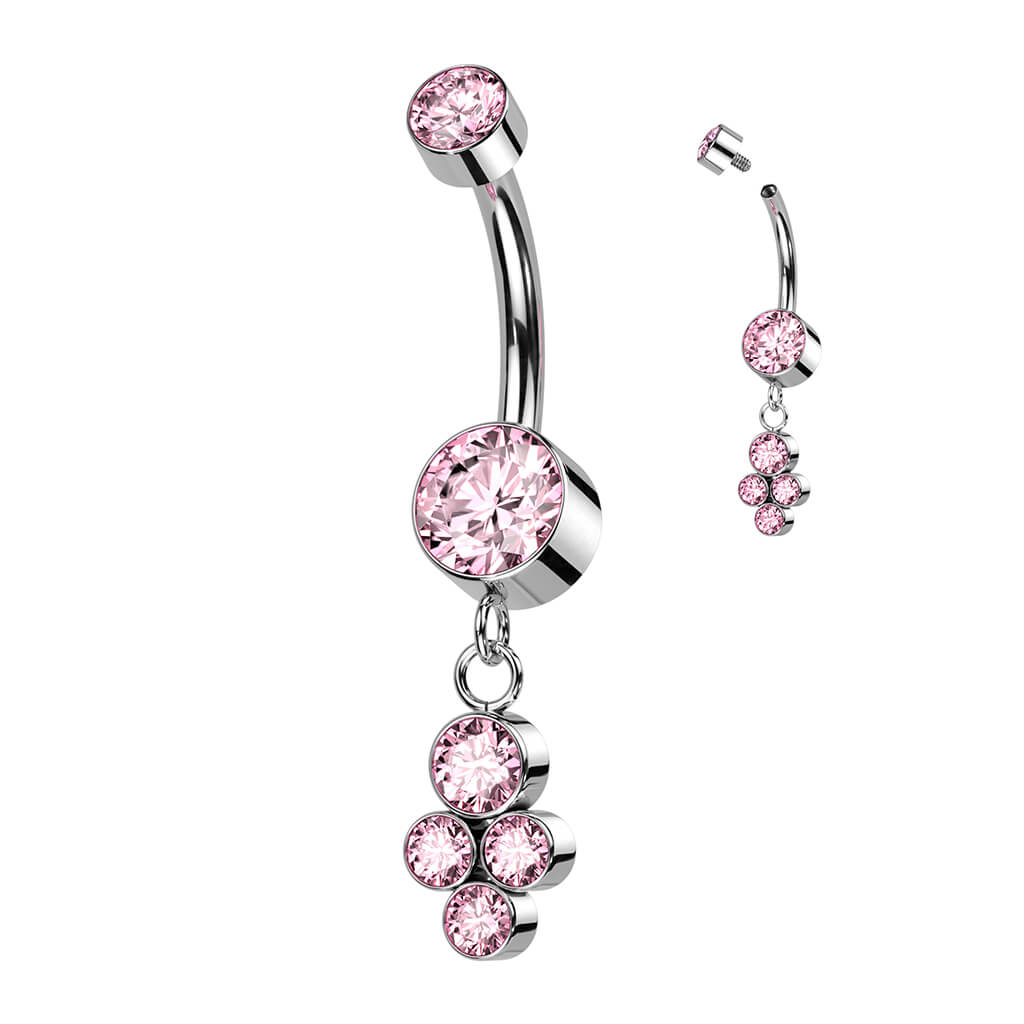 Titan Bauchnabelpiercing Zirkonia beweglich Silber Innengewinde - Image 5