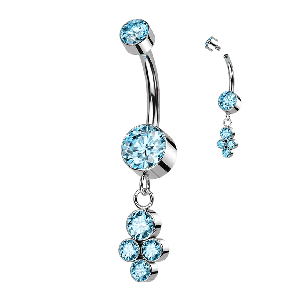 Titan Bauchnabelpiercing Zirkonia beweglich Silber Innengewinde - Image 6