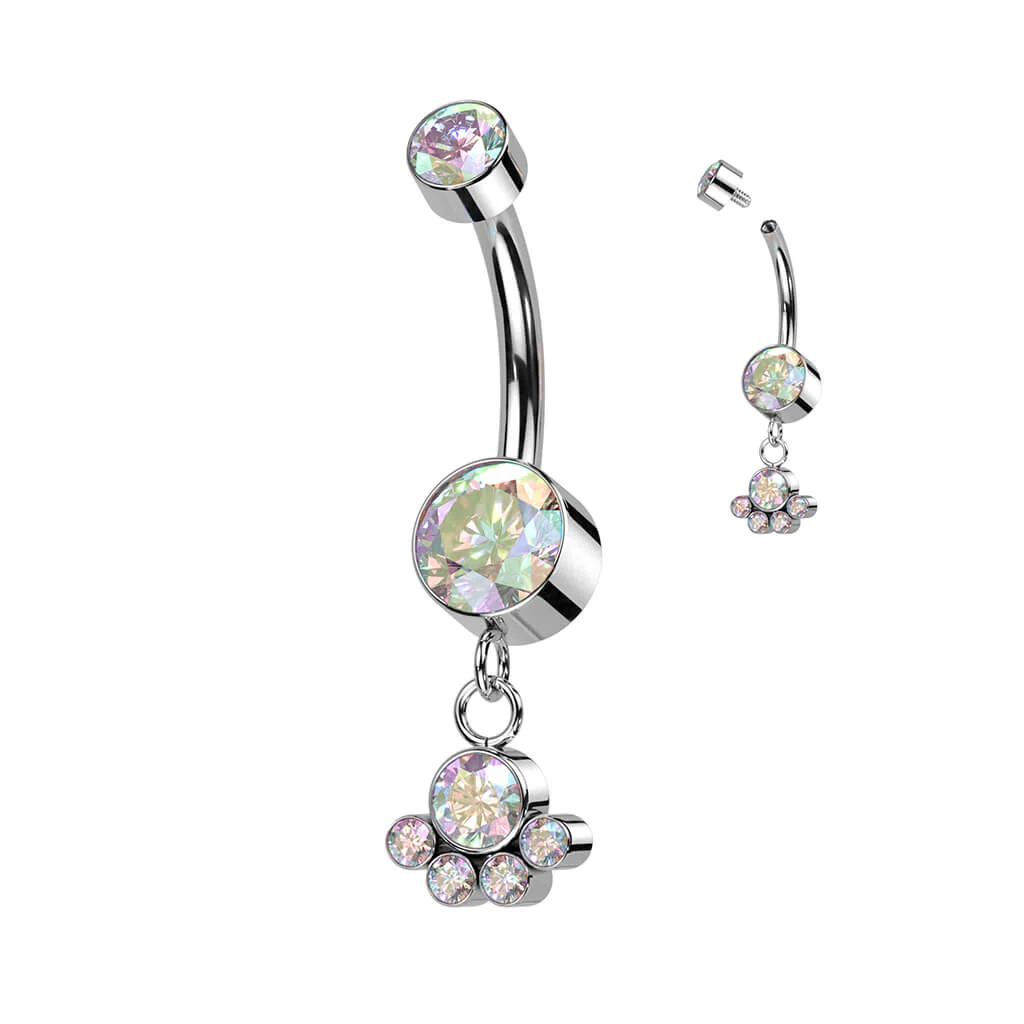 Titan Bauchnabelpiercing Zirkonia beweglich Silber Innengewinde - Image 2