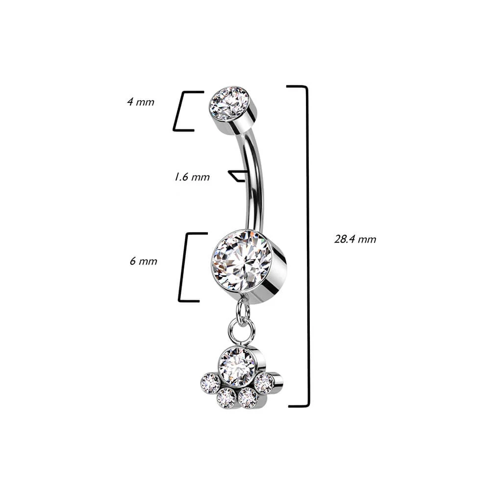 Titan Bauchnabelpiercing Zirkonia beweglich Silber Innengewinde - Image 3