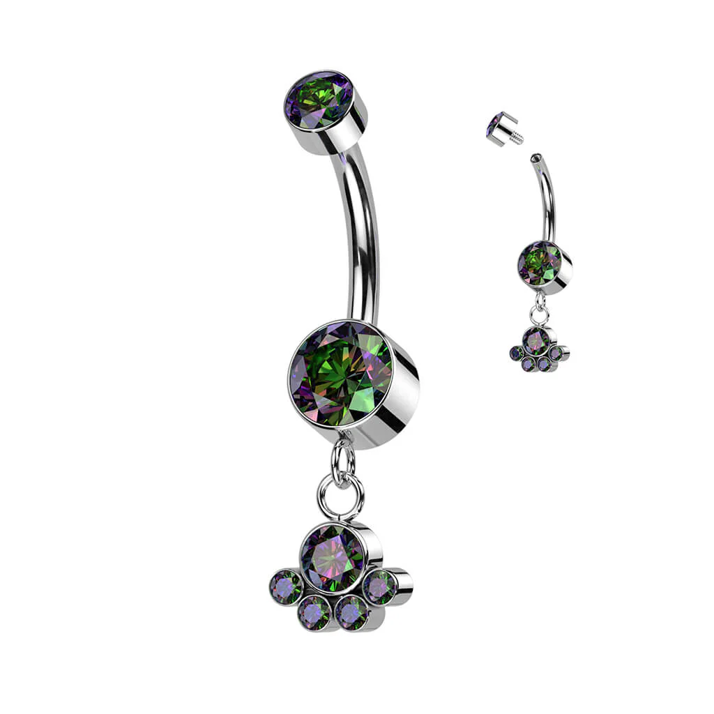 Titan Bauchnabelpiercing Zirkonia beweglich Silber Innengewinde - Image 5