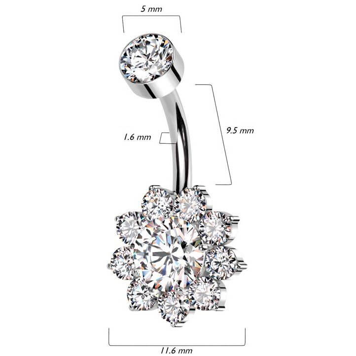 Titan Bauchnabelpiercing Blume Zirkonia Innengewinde - Image 2