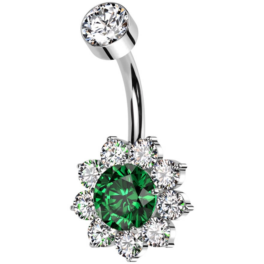 Titan Bauchnabelpiercing Blume Zirkonia Innengewinde - Image 4