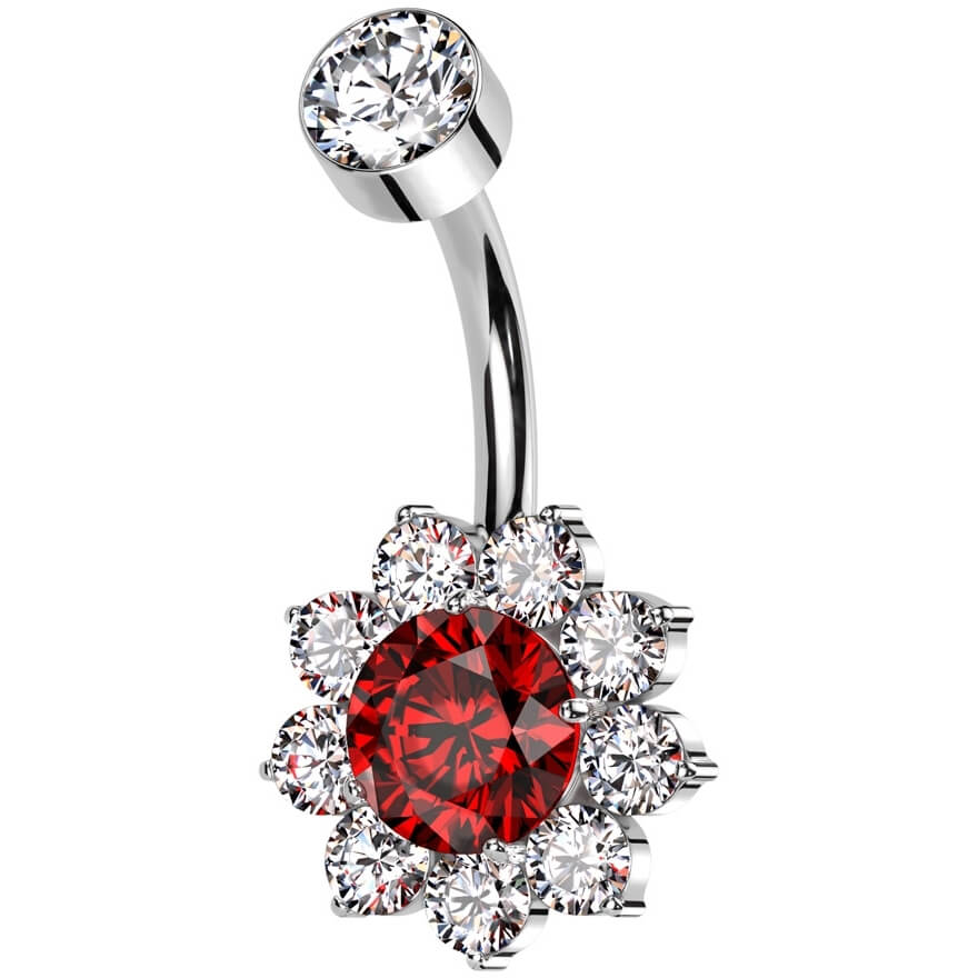 Titan Bauchnabelpiercing Blume Zirkonia Innengewinde - Image 5