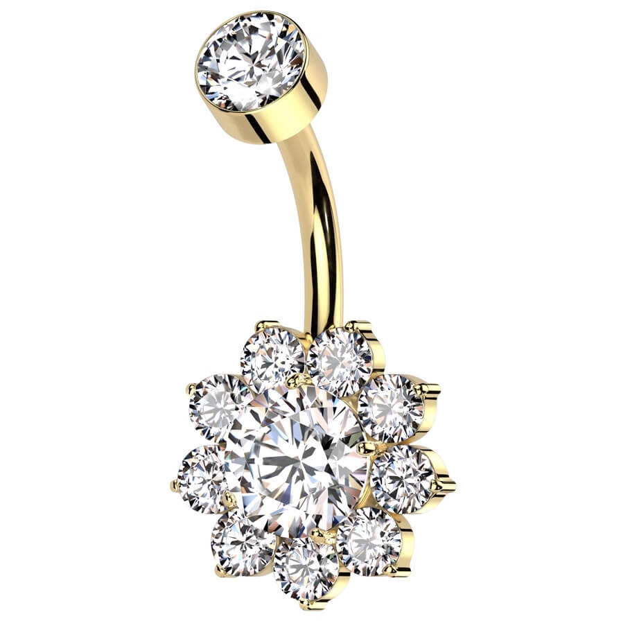 Titan Bauchnabelpiercing Blume Zirkonia Innengewinde - Image 6