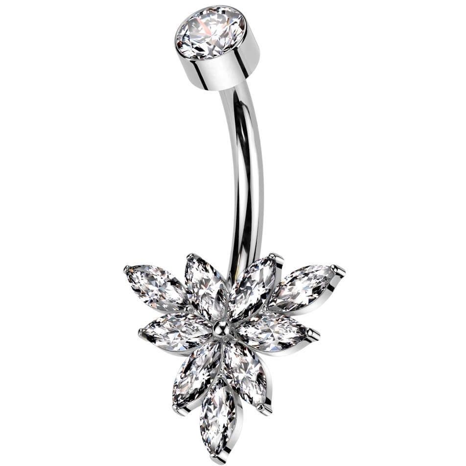 Titan Bauchnabelpiercing Marquise Zirkonia Innengewinde - Image 3