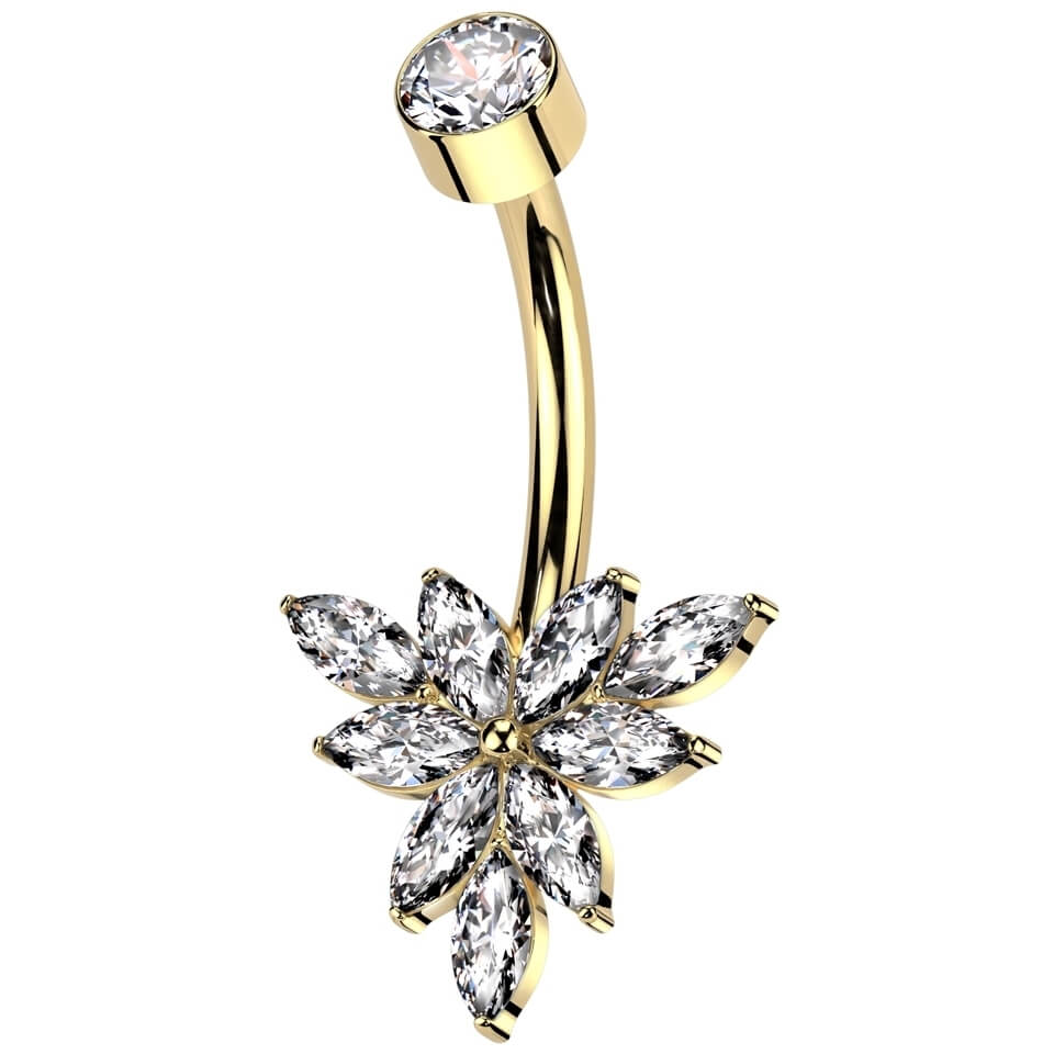 Titan Bauchnabelpiercing Marquise Zirkonia Innengewinde - Image 4