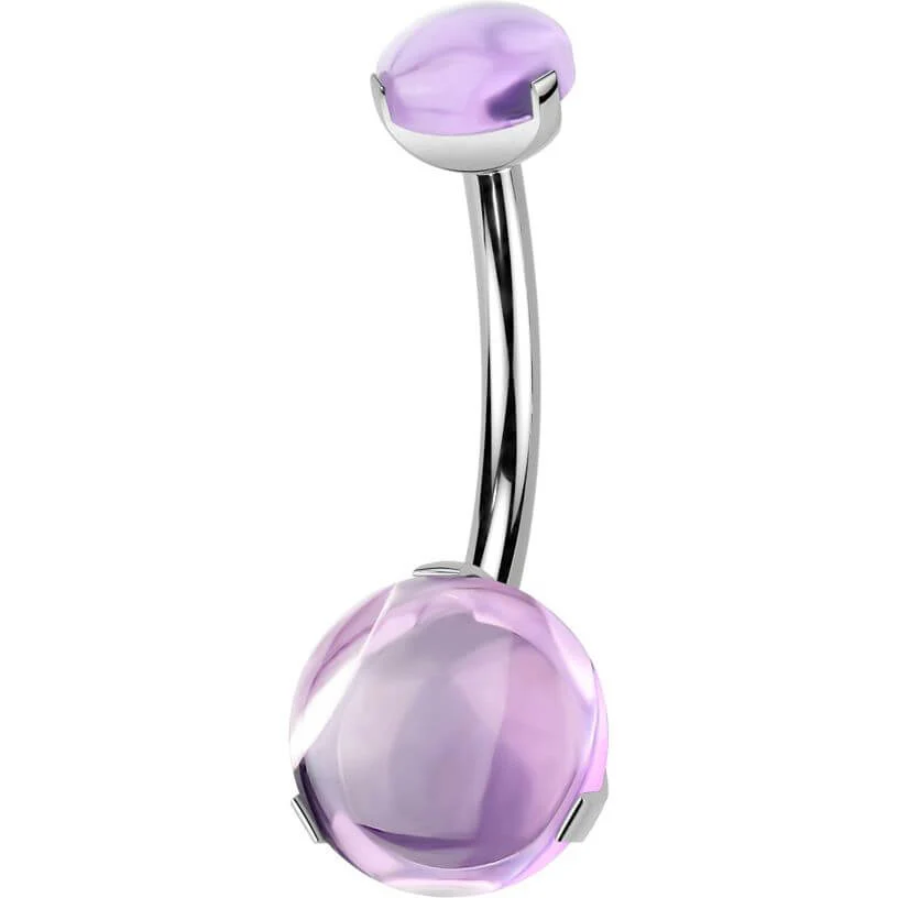 Titan Bauchnabelpiercing Kugel Naturstein Zargenfassung Innengewinde - Image 4