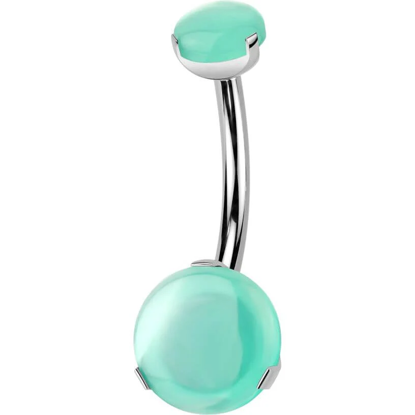 Titan Bauchnabelpiercing Kugel Naturstein Zargenfassung Innengewinde - Image 6