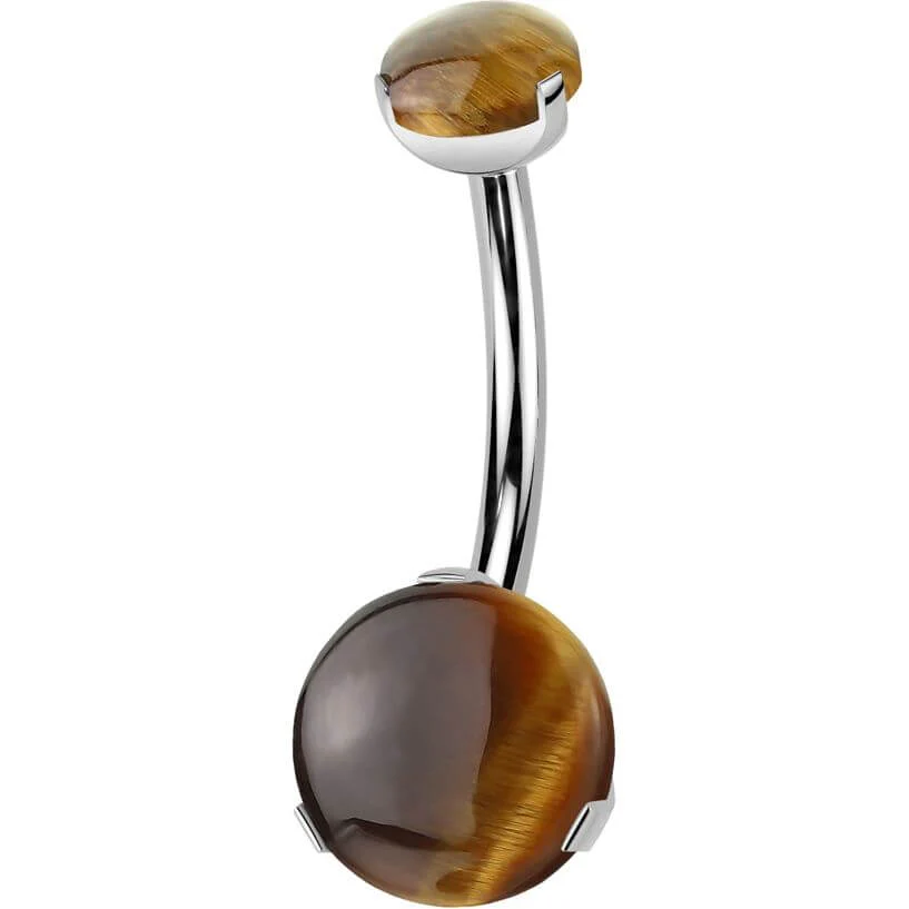 Titan Bauchnabelpiercing Kugel Naturstein Zargenfassung Innengewinde - Image 7