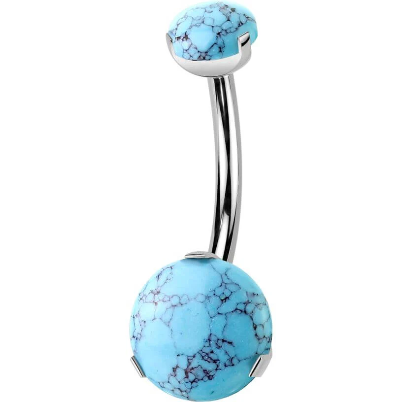 Titan Bauchnabelpiercing Kugel Naturstein Zargenfassung Innengewinde - Image 8