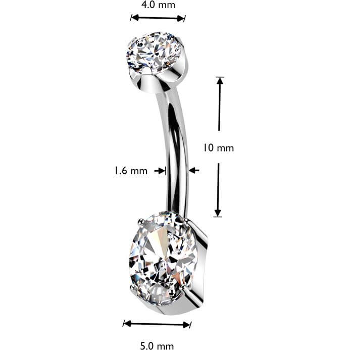 Titan Bauchnabelpiercing 2 Zirkonia Zargenfassung Innengewinde - Image 2