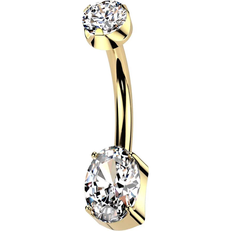 Titan Bauchnabelpiercing 2 Zirkonia Zargenfassung Innengewinde - Image 4