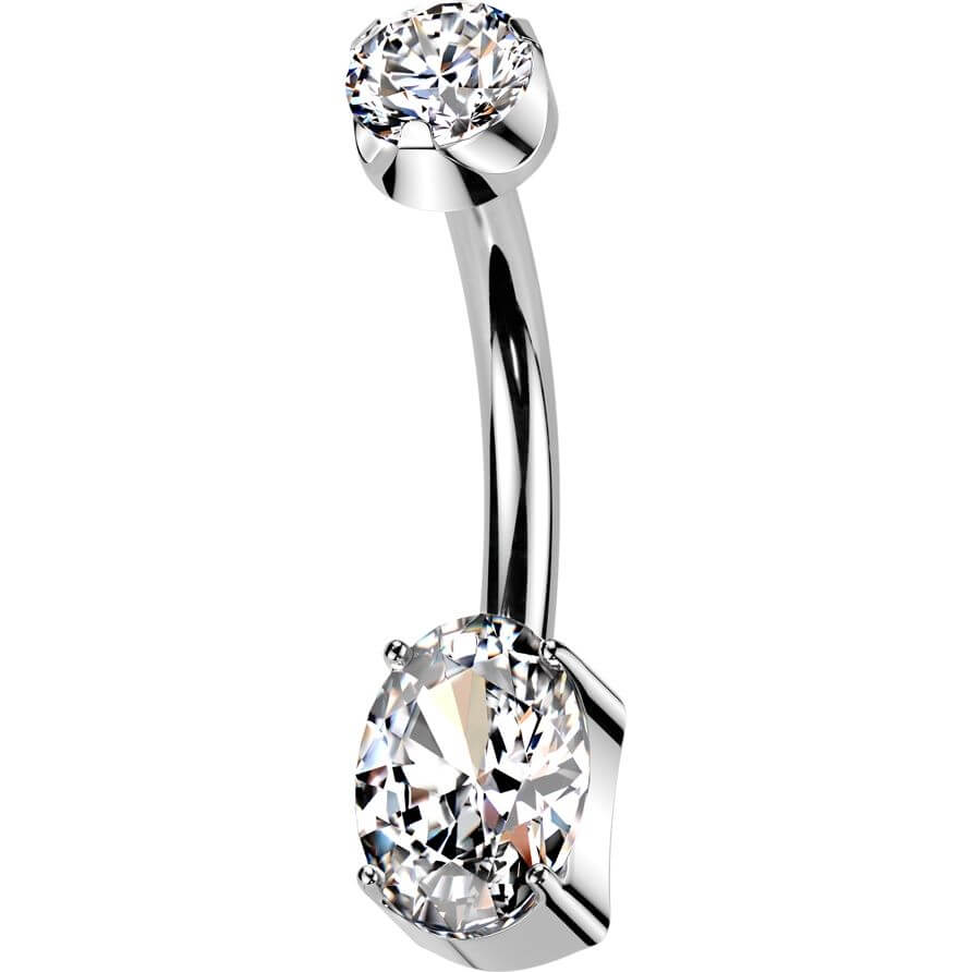 Titan Bauchnabelpiercing 2 Zirkonia Zargenfassung Innengewinde - Image 5
