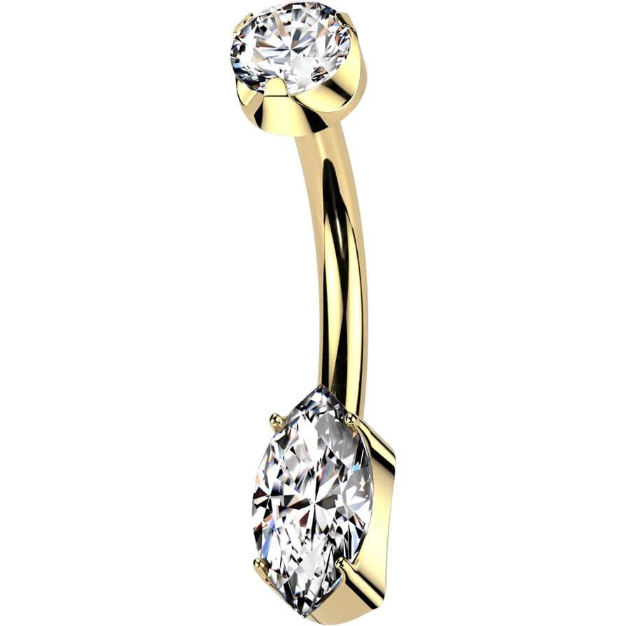 Titan Bauchnabelpiercing Runder Zirkonia Marquise Schliff Innengewinde - Image 4