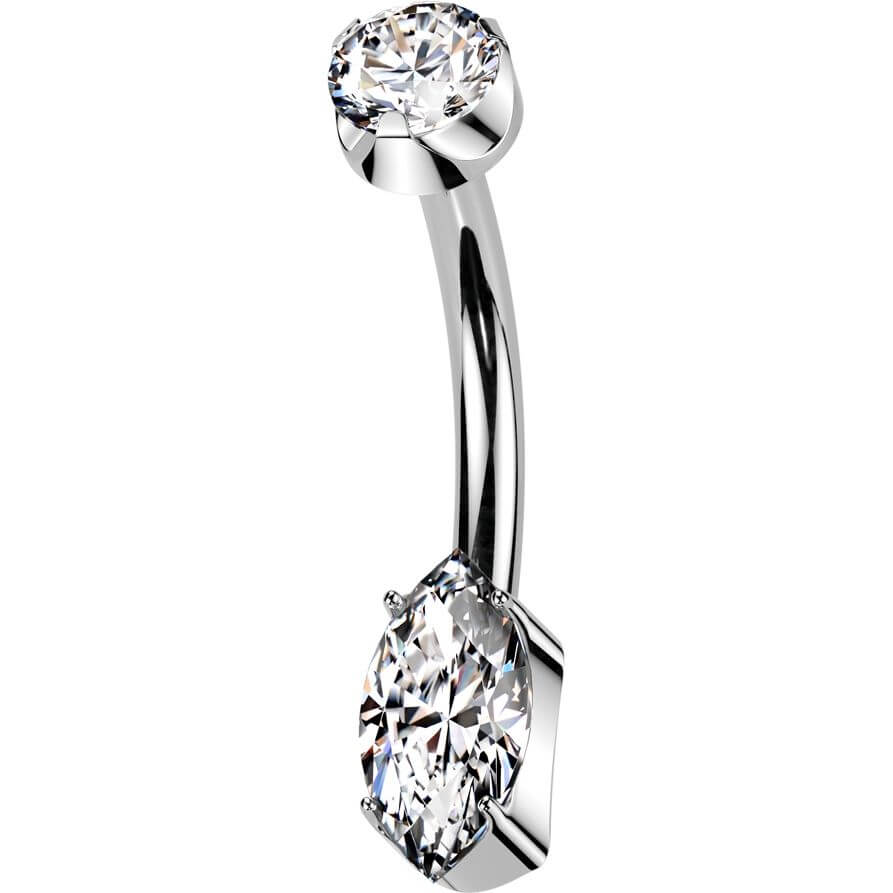 Titan Bauchnabelpiercing Runder Zirkonia Marquise Schliff Innengewinde - Image 5