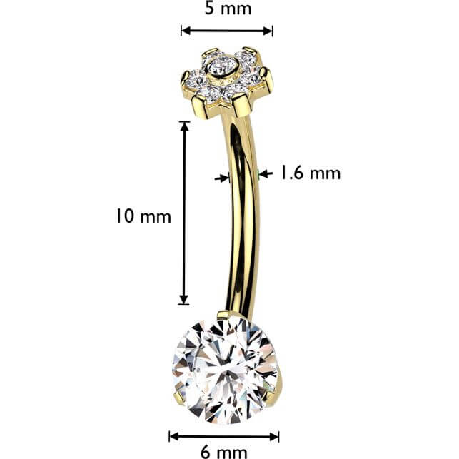 Titan Bauchnabelpiercing Blume Zirkonia Innengewinde - Image 2