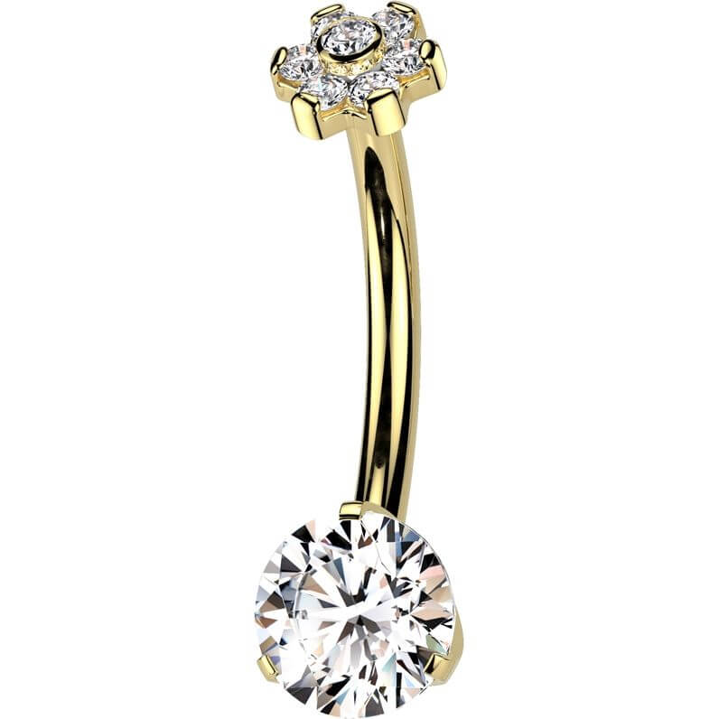 Titan Bauchnabelpiercing Blume Zirkonia Innengewinde - Image 4