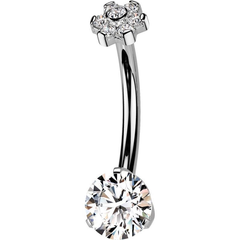 Titan Bauchnabelpiercing Blume Zirkonia Innengewinde - Image 5