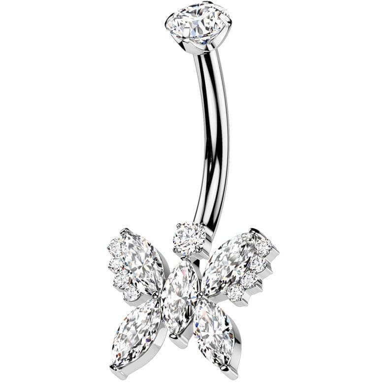 Titan Bauchnabelpiercing Schmetterling Zirkonia Innengewinde