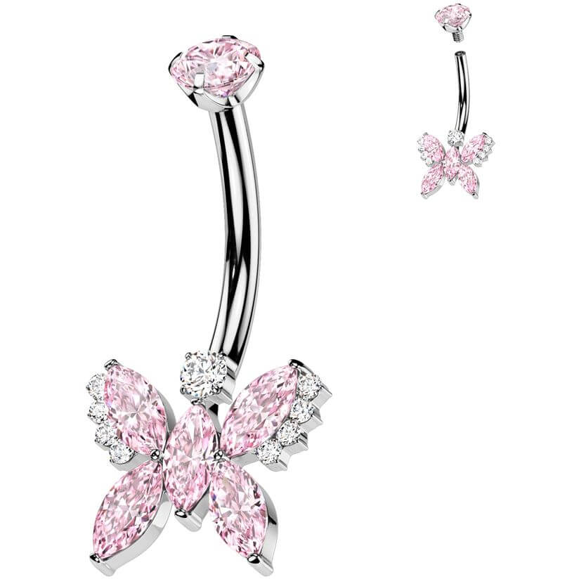 Titan Bauchnabelpiercing Schmetterling Zirkonia Innengewinde - Image 4