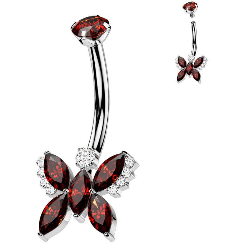 Titan Bauchnabelpiercing Schmetterling Zirkonia Innengewinde - Image 5