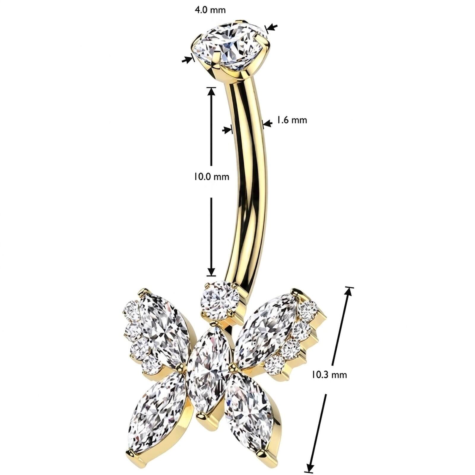 Titan Bauchnabelpiercing Schmetterling Zirkonia Innengewinde - Image 6