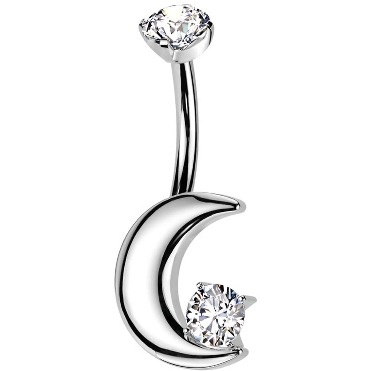 Titan Bauchnabelpiercing Viertel Mond Zirkonia Stern Innengewinde