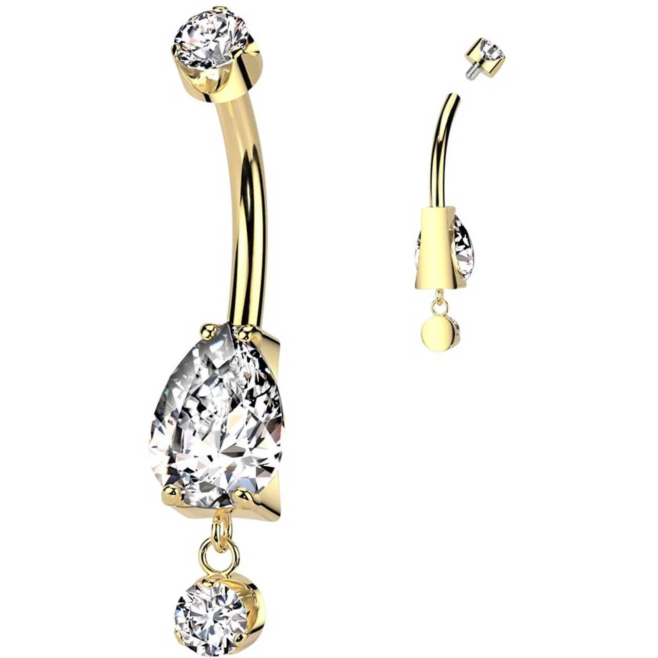 Titan Bauchnabelpiercing Zirkonia Anhänger Innengewinde - Image 2