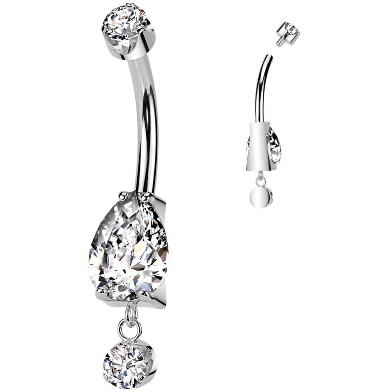Titan Bauchnabelpiercing Zirkonia Anhänger Innengewinde - Image 3