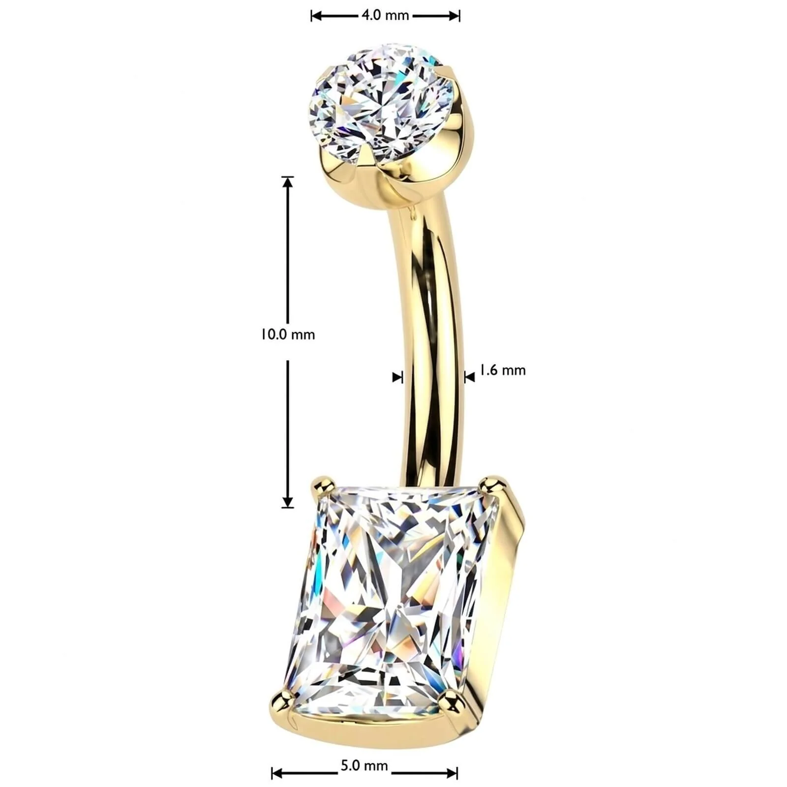Titan Bauchnabelpiercing Viereck Zirkonia Innengewinde - Image 4