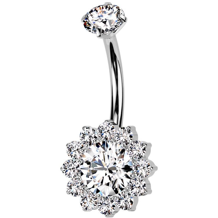 Titan Bauchnabelpiercing Sonnenblume Zirkonia Innengewinde