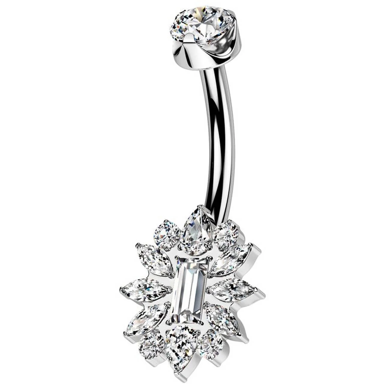 Titan Bauchnabelpiercing Sonnenblume Zirkonia Innengewinde