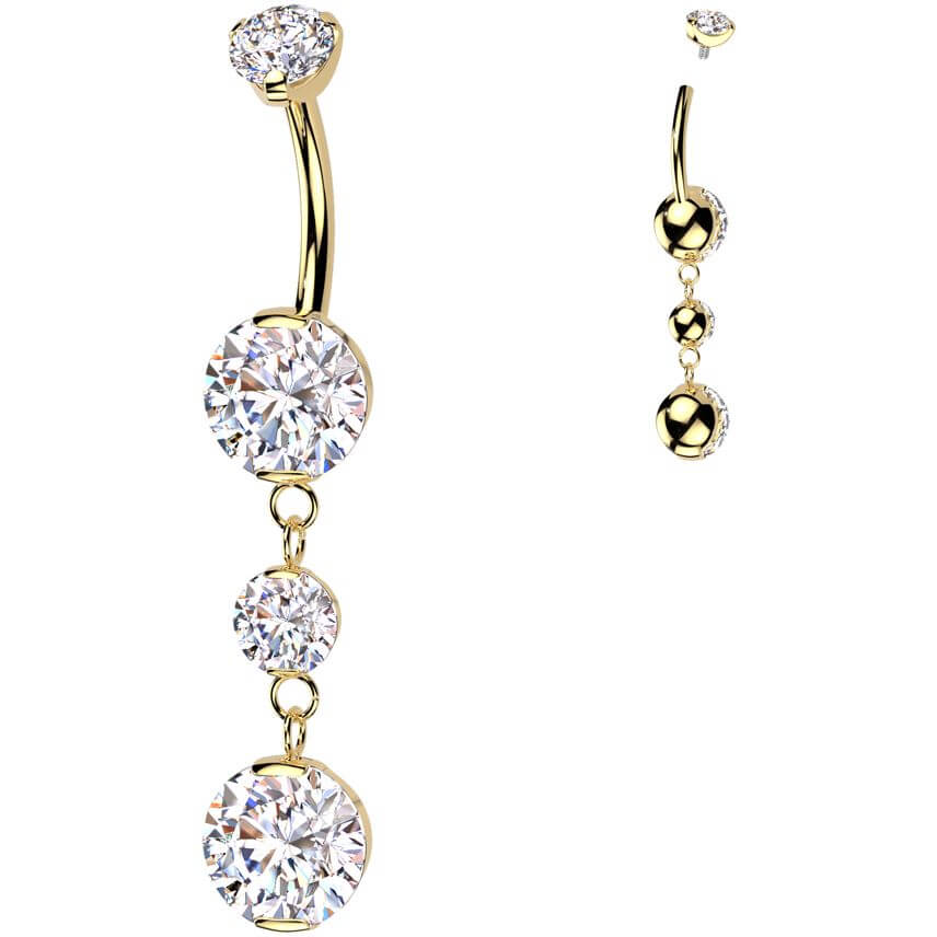 Titan Bauchnabelpiercing Anhänger Zirkonias Innengewinde - Image 2