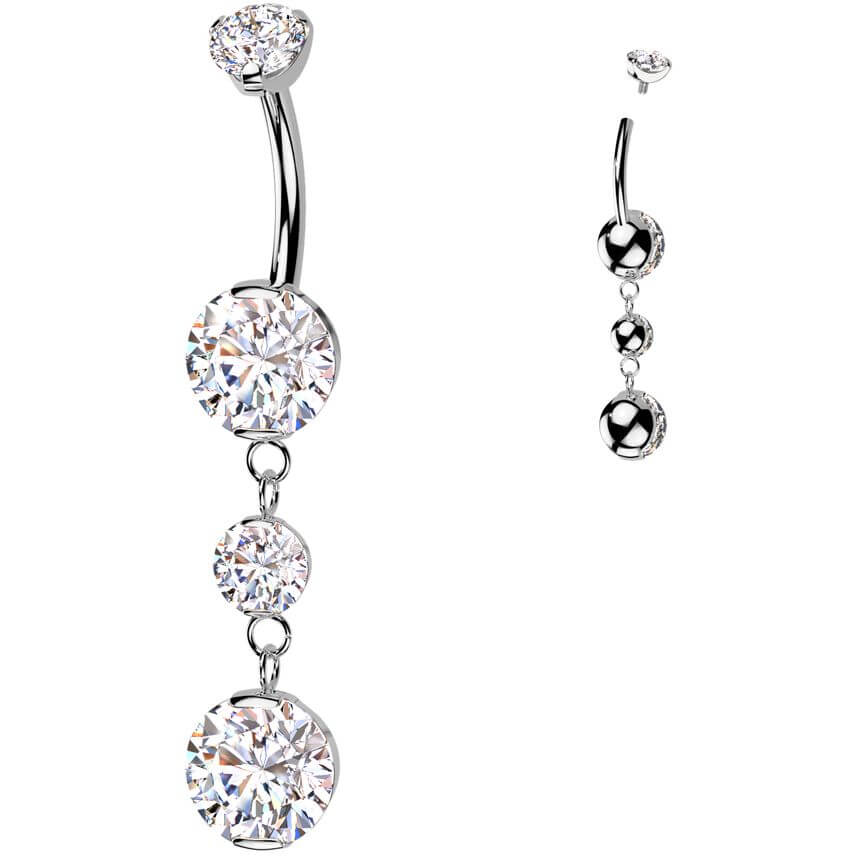 Titan Bauchnabelpiercing Anhänger Zirkonias Innengewinde - Image 3