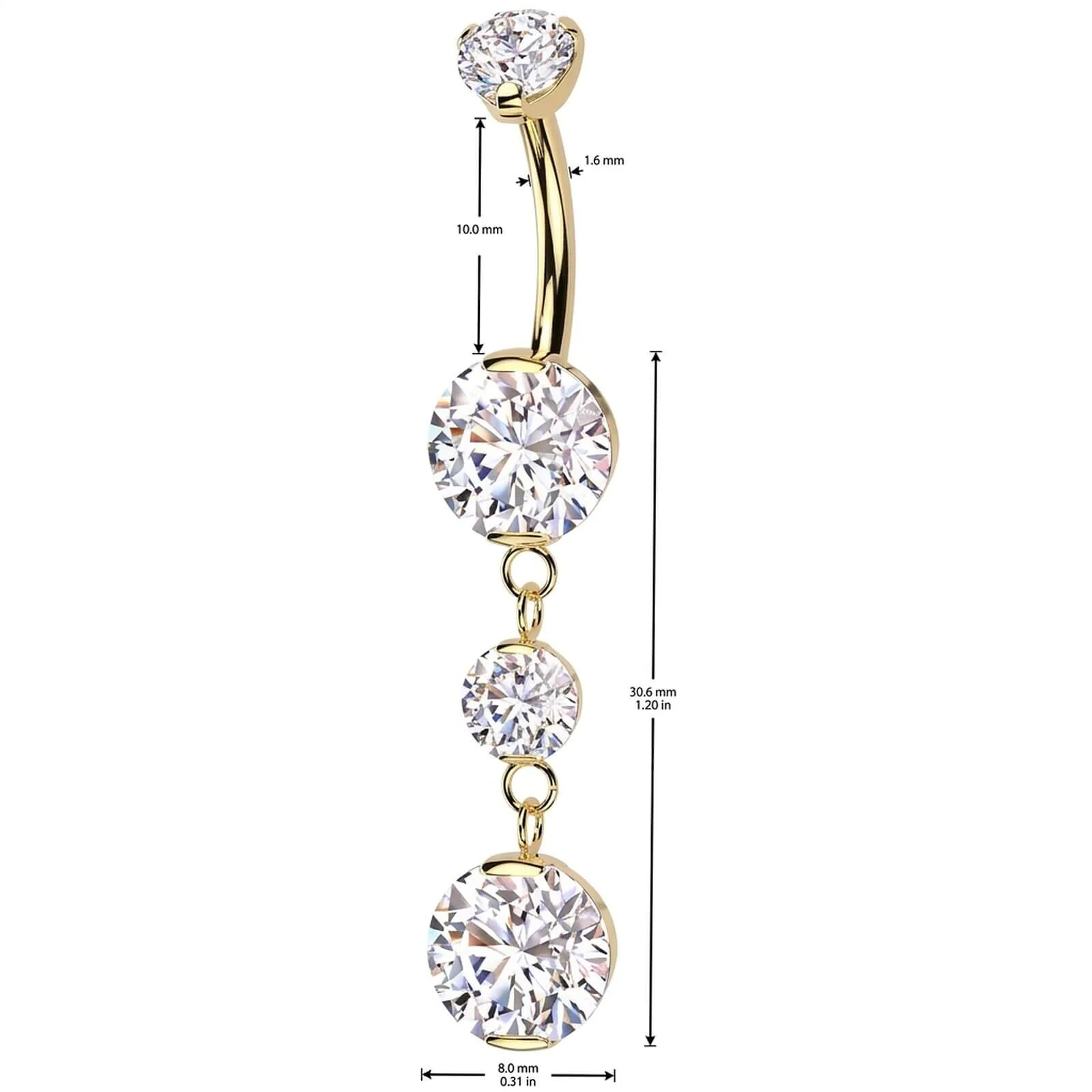Titan Bauchnabelpiercing Anhänger Zirkonias Innengewinde - Image 6