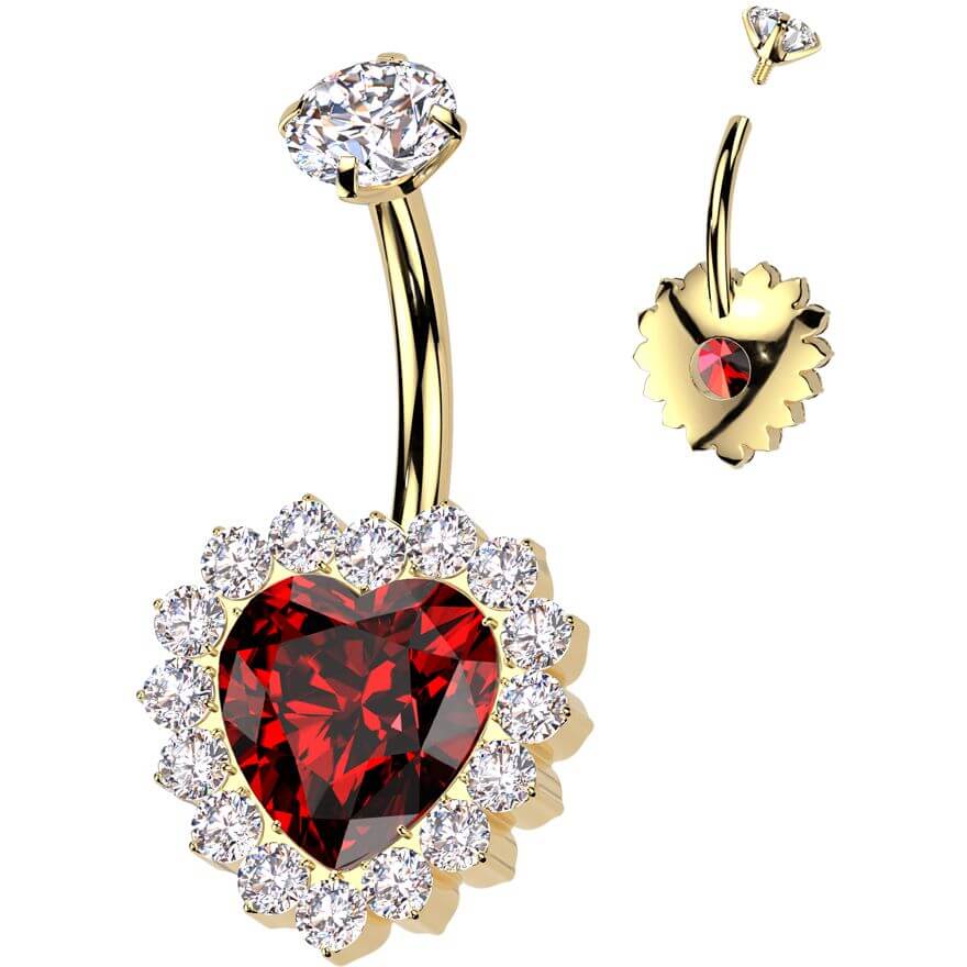 Titan Bauchnabelpiercing Herz Zirkonia Innengewinde - Image 3