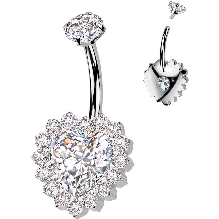 Titan Bauchnabelpiercing Herz Zirkonia Innengewinde - Image 4