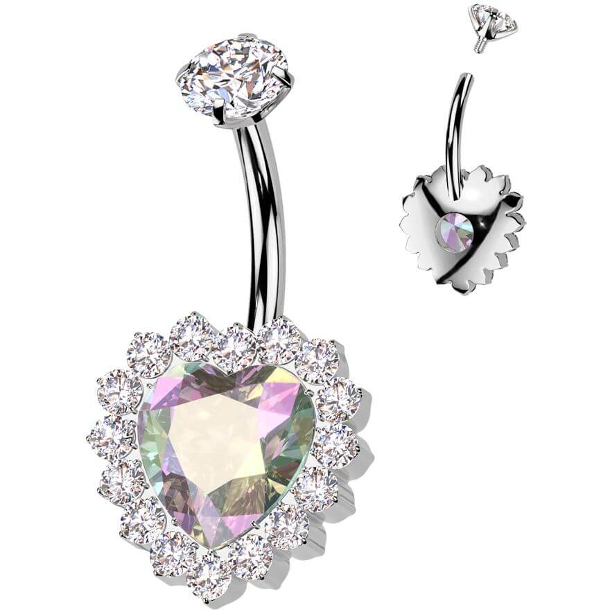 Titan Bauchnabelpiercing Herz Zirkonia Innengewinde - Image 5
