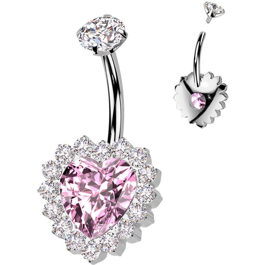 Titan Bauchnabelpiercing Herz Zirkonia Innengewinde - Image 6