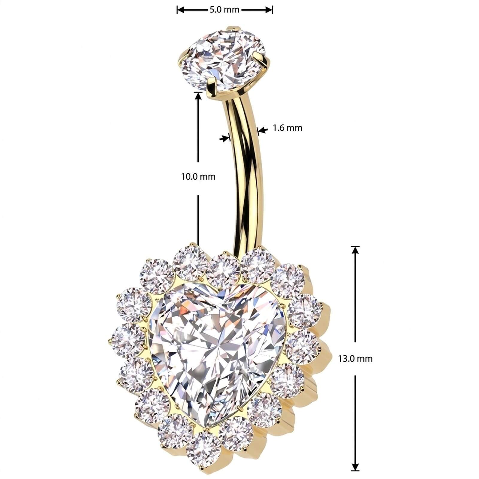 Titan Bauchnabelpiercing Herz Zirkonia Innengewinde - Image 8