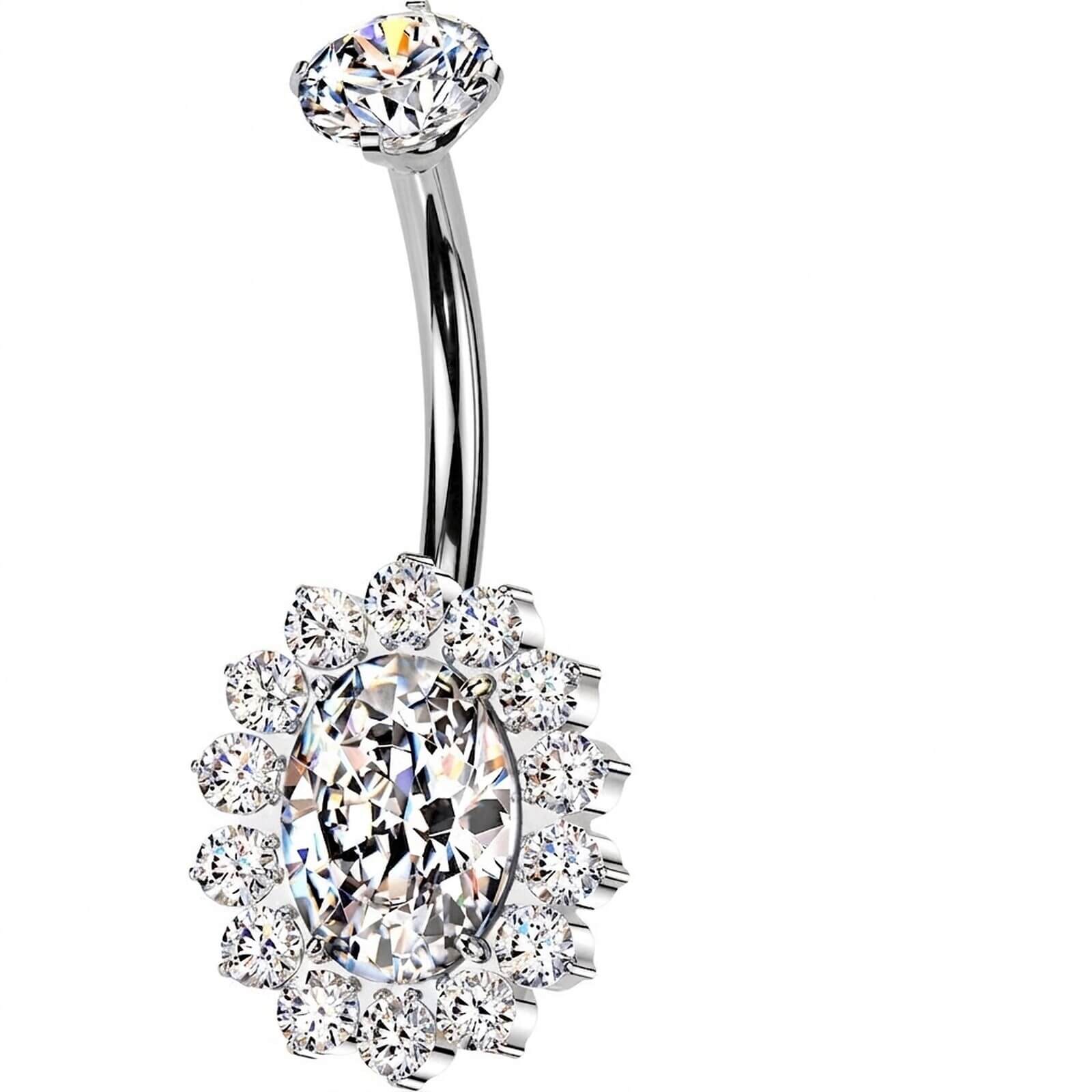 Titan Bauchnabelpiercing ovaler Zirkonia Innengewinde