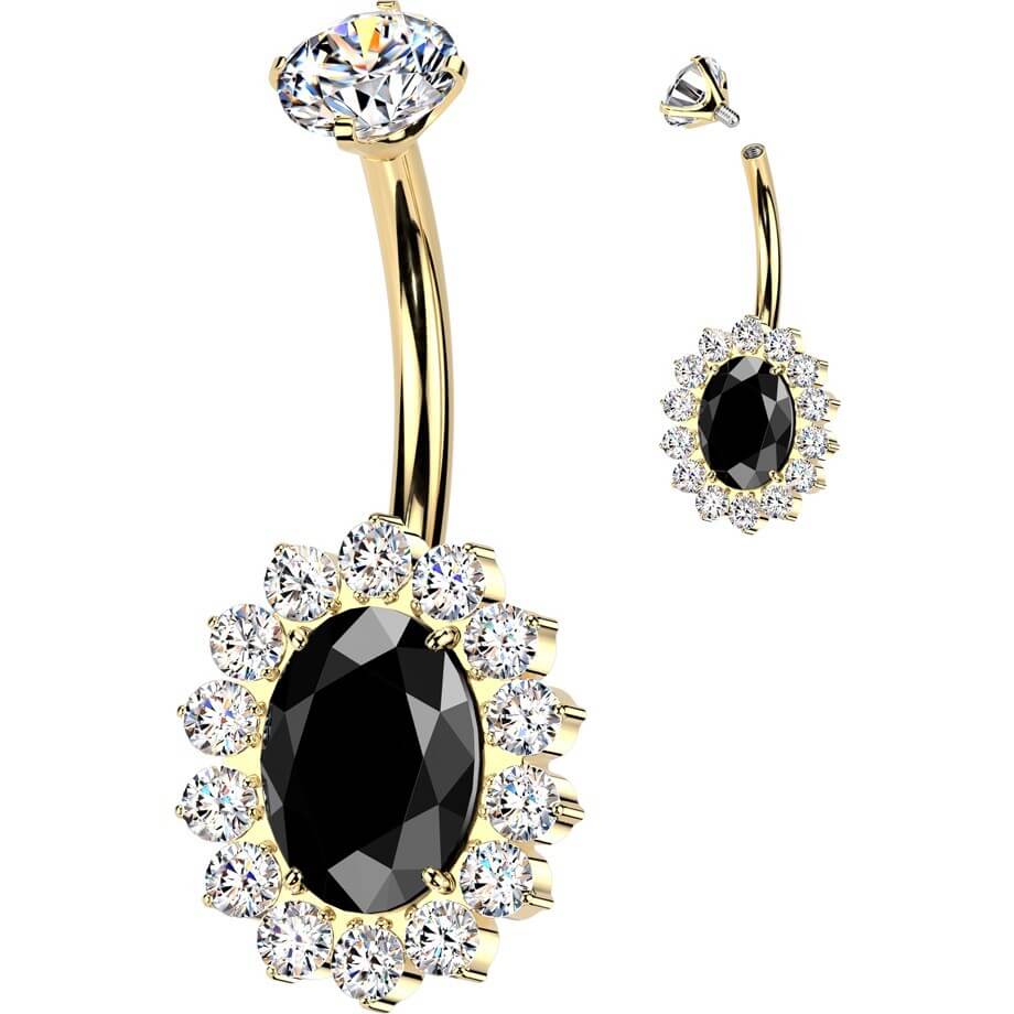 Titan Bauchnabelpiercing ovaler Zirkonia Innengewinde - Image 2